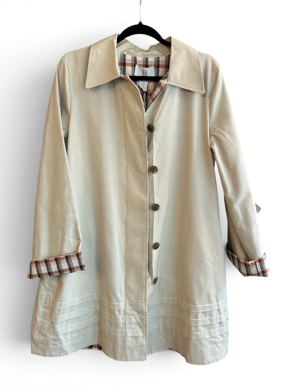 House of Harlow 1960 NWT Reversible Cream Trench Coat with Plaid Trim
